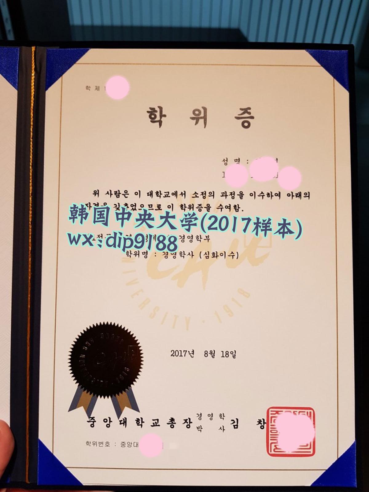 韩国中央大学学历2017毕业证样本图