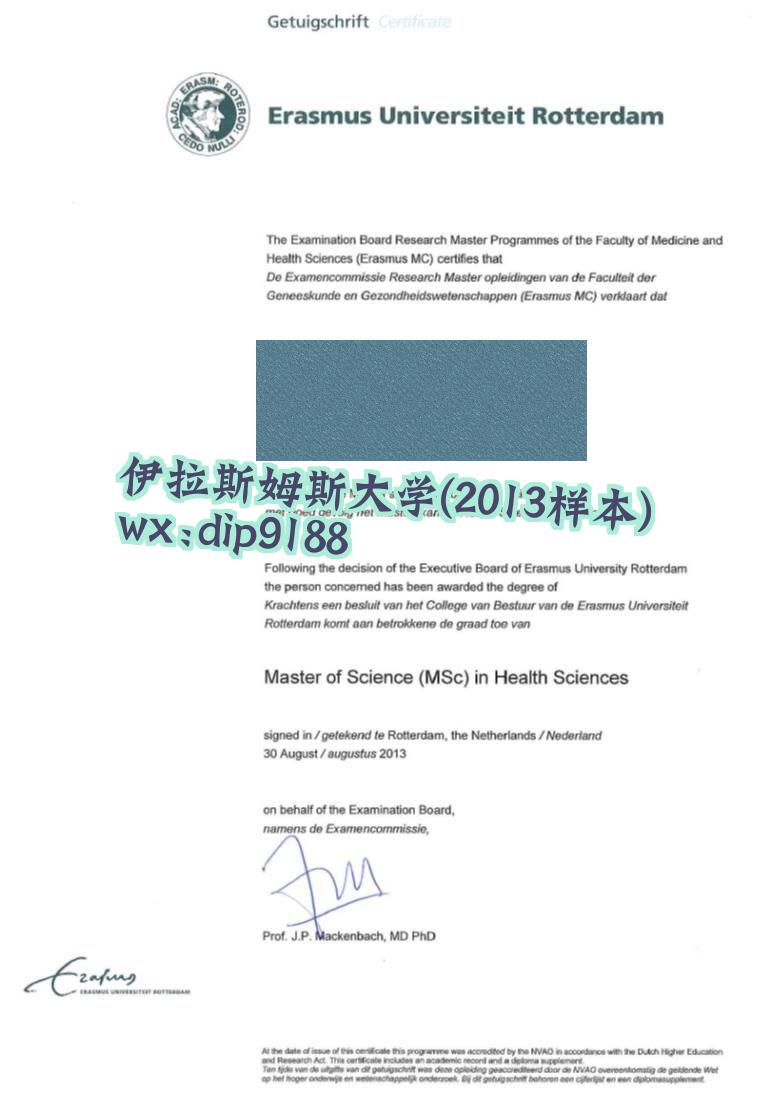 伊拉斯姆斯大学学历2013毕业证样本图