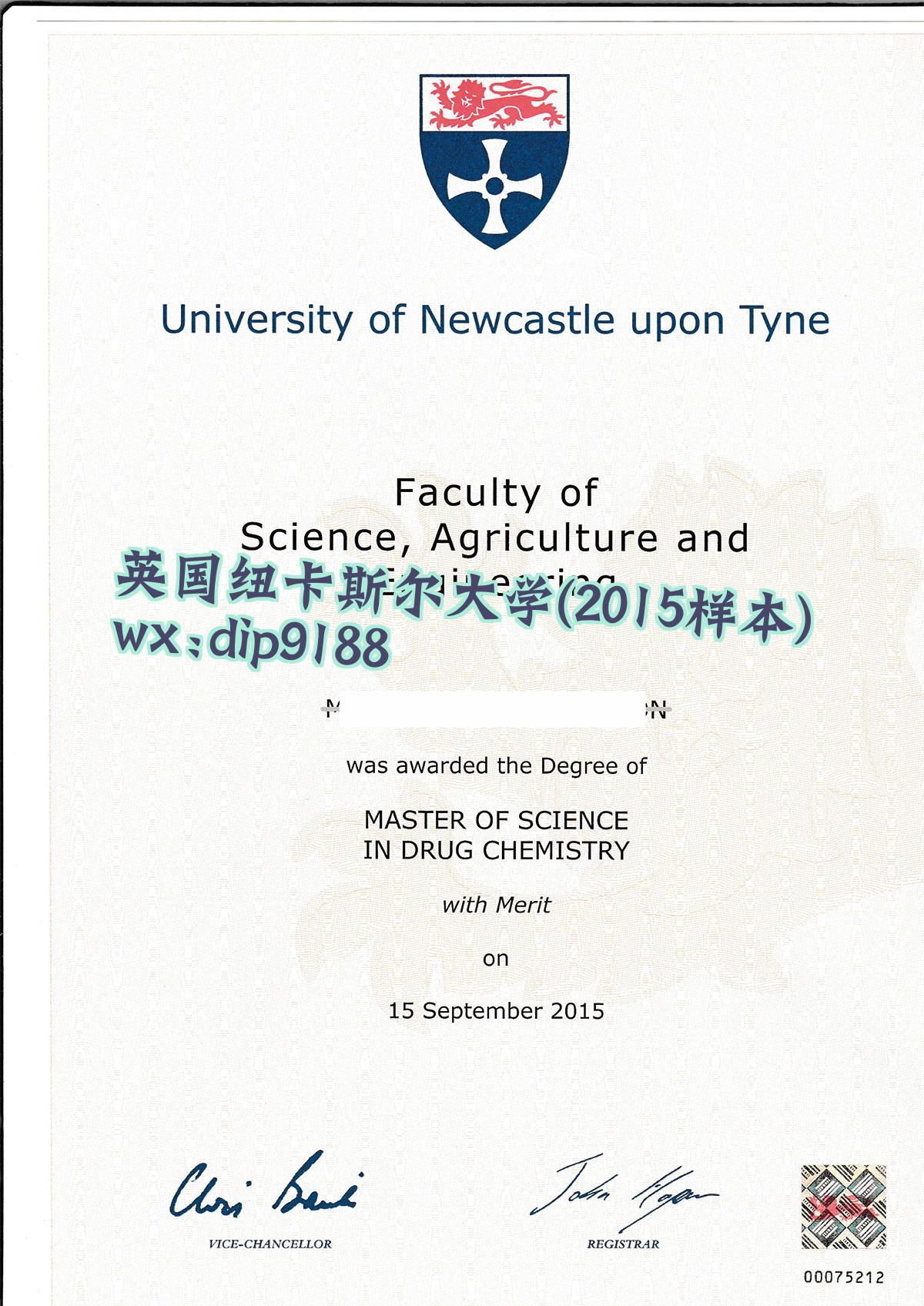 英国纽卡斯尔大学学历2015毕业证样本图