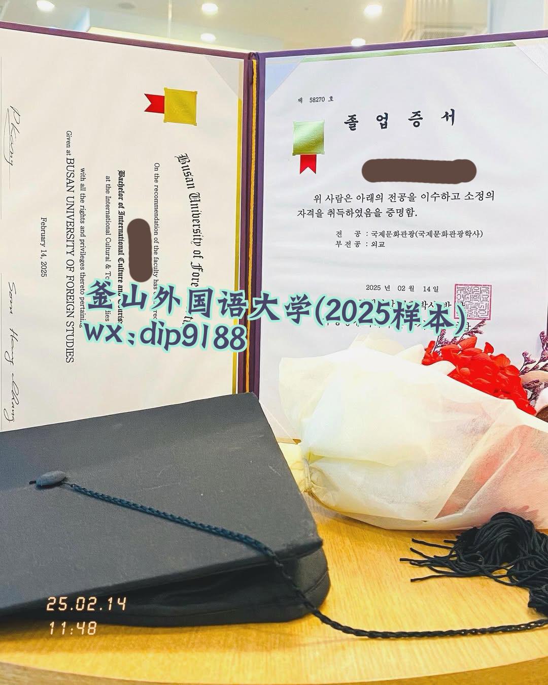 釜山外国语大学学历2025毕业证样本图