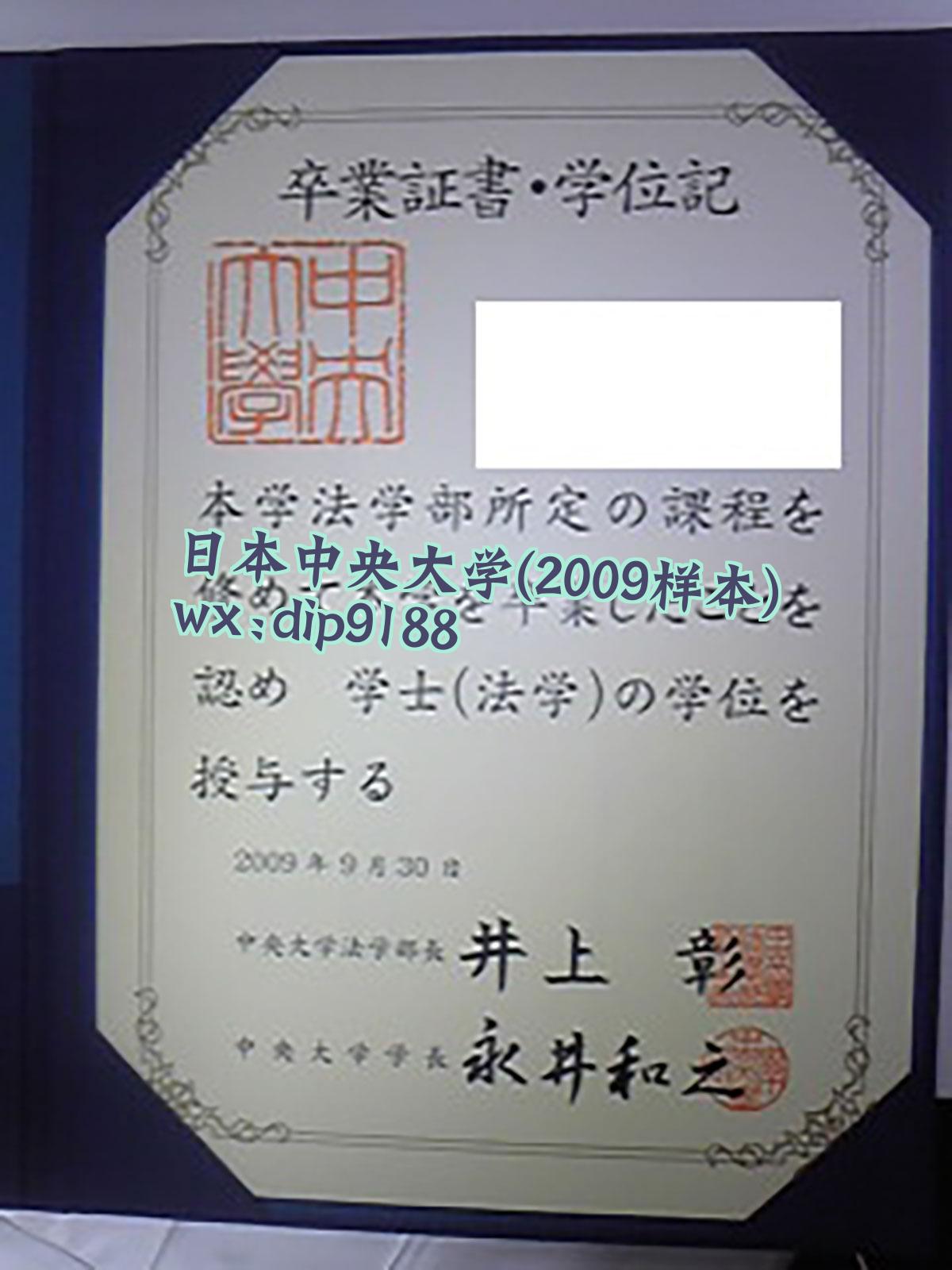 日本中央大学学历2009毕业证样本图