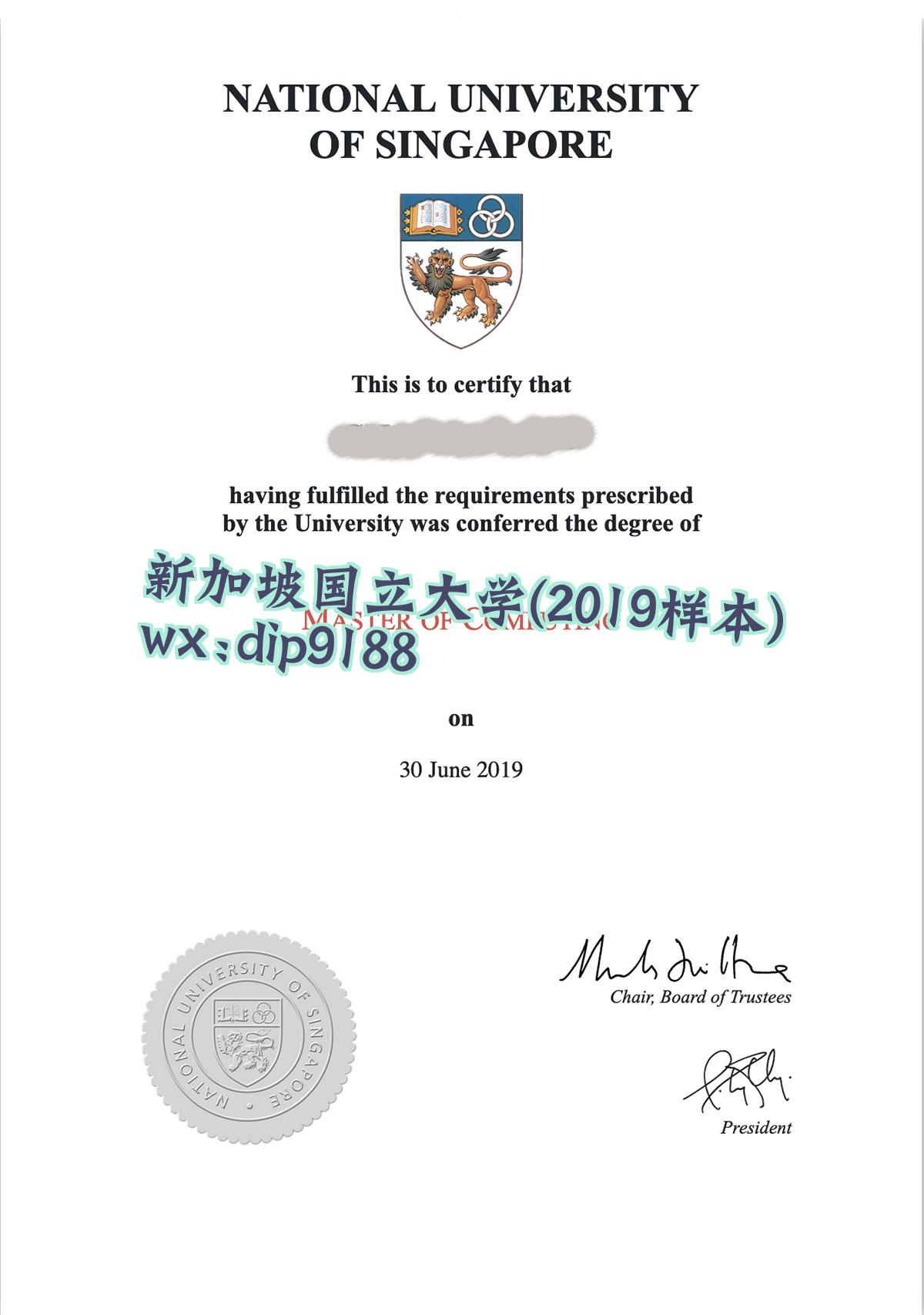 新加坡国立大学学历2019毕业证样本图