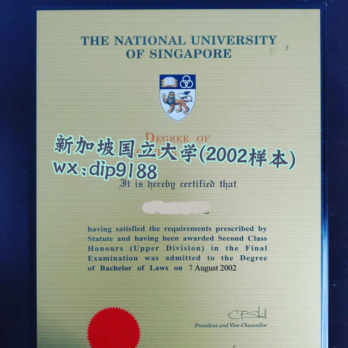 新加坡国立大学学历2002毕业证样本图