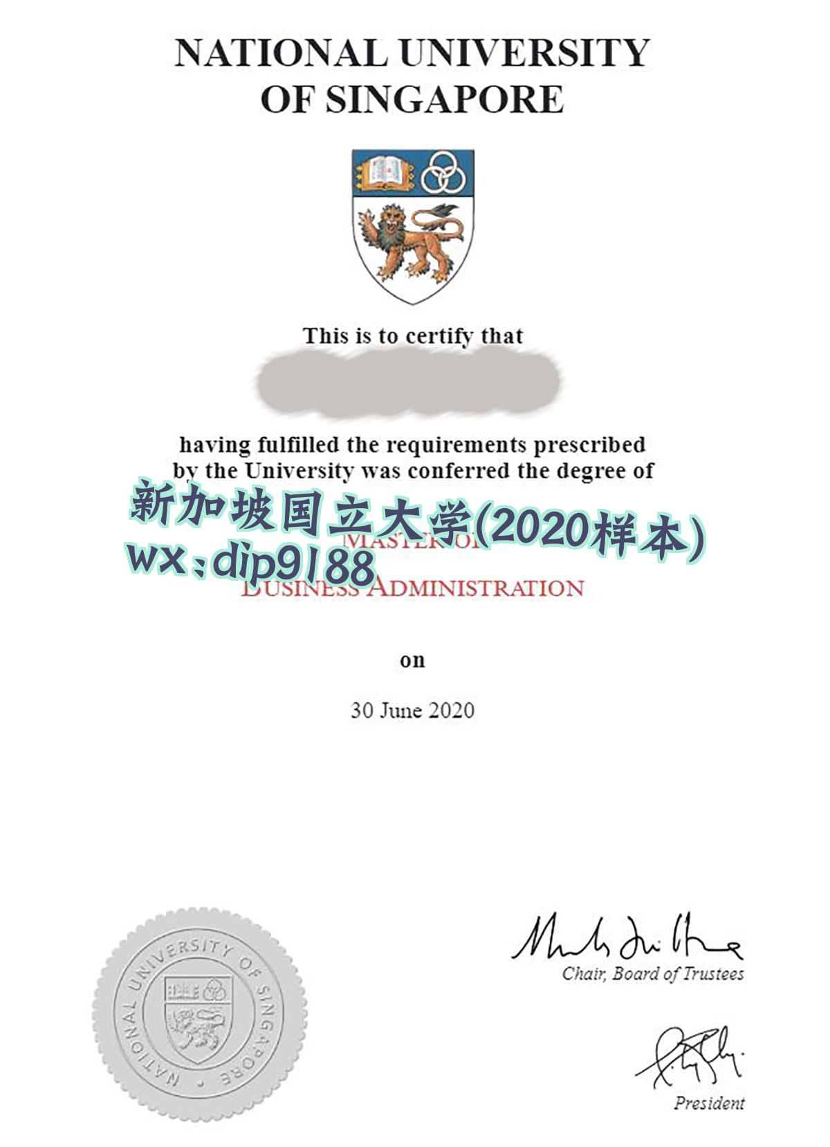 新加坡国立大学学历2020毕业证样本图