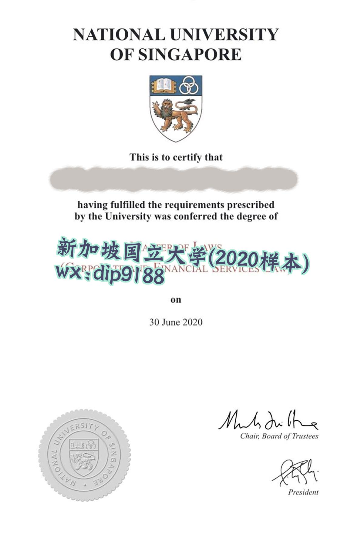 新加坡国立大学学历2020毕业证样本图