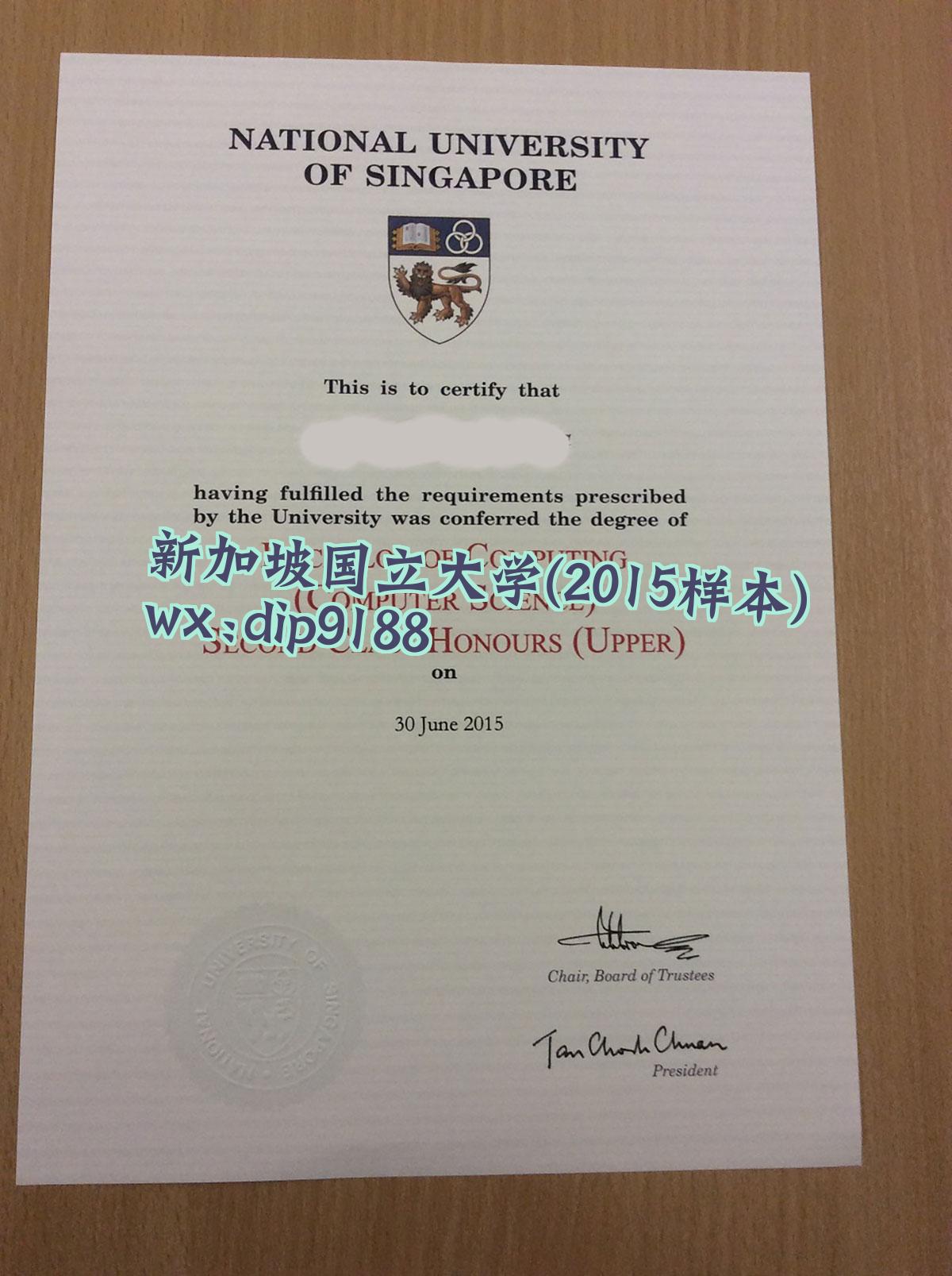新加坡国立大学学历2015毕业证样本图