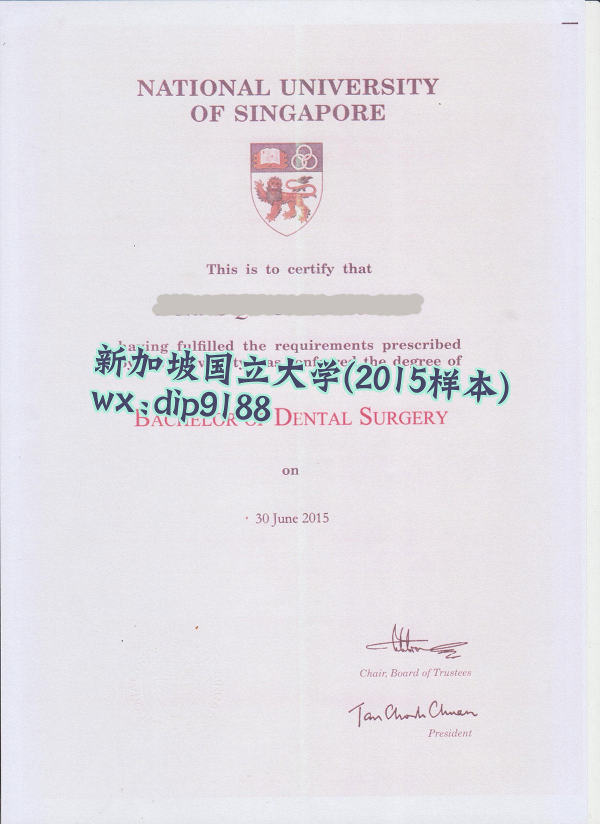 新加坡国立大学学历2015毕业证样本图