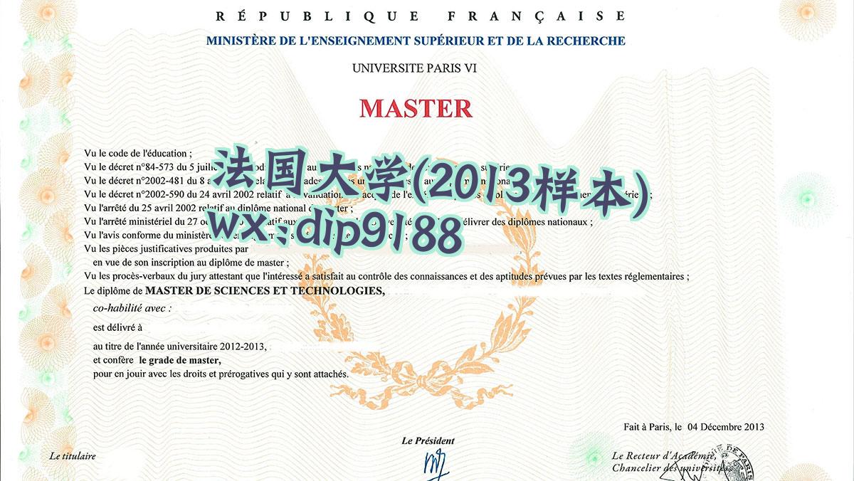 法国大学学历2013毕业证样本图