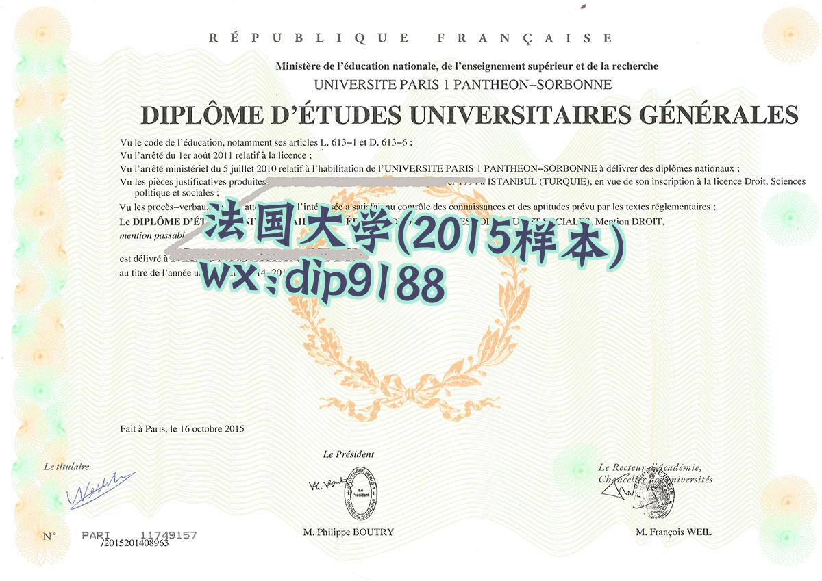 法国大学学历2015毕业证样本图