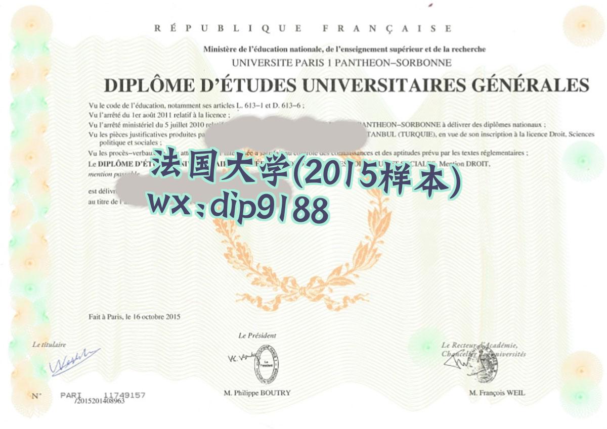 法国大学学历2015毕业证样本图