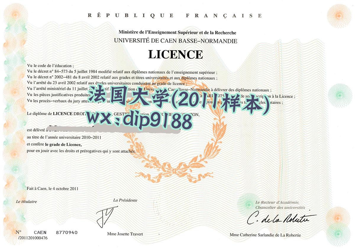 法国大学学历2011毕业证样本图