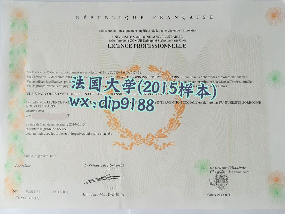法国大学学历2015毕业证样本图