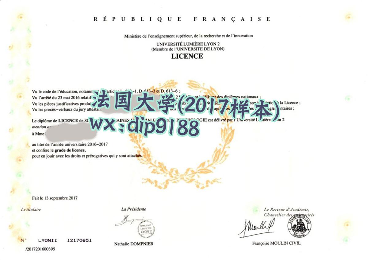 法国大学学历2017毕业证样本图