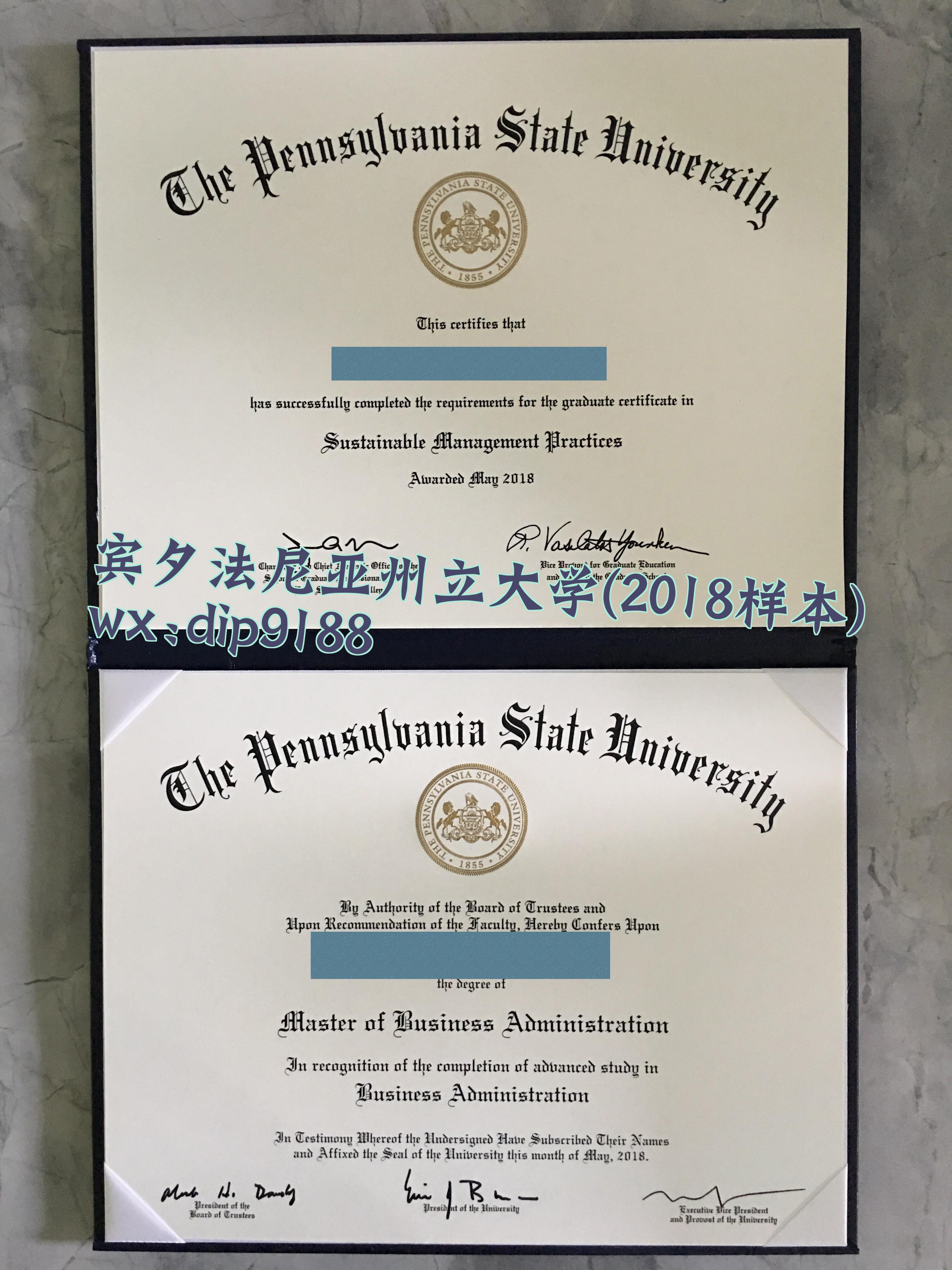 宾夕法尼亚州立大学学历2018毕业证样本图