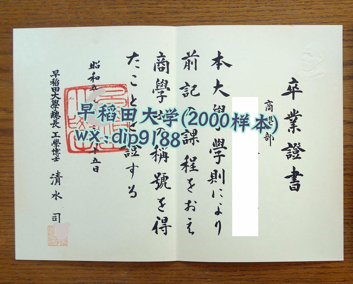早稻田大学学历2000毕业证样本图