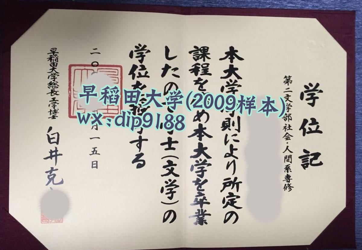 早稻田大学学历2009毕业证样本图