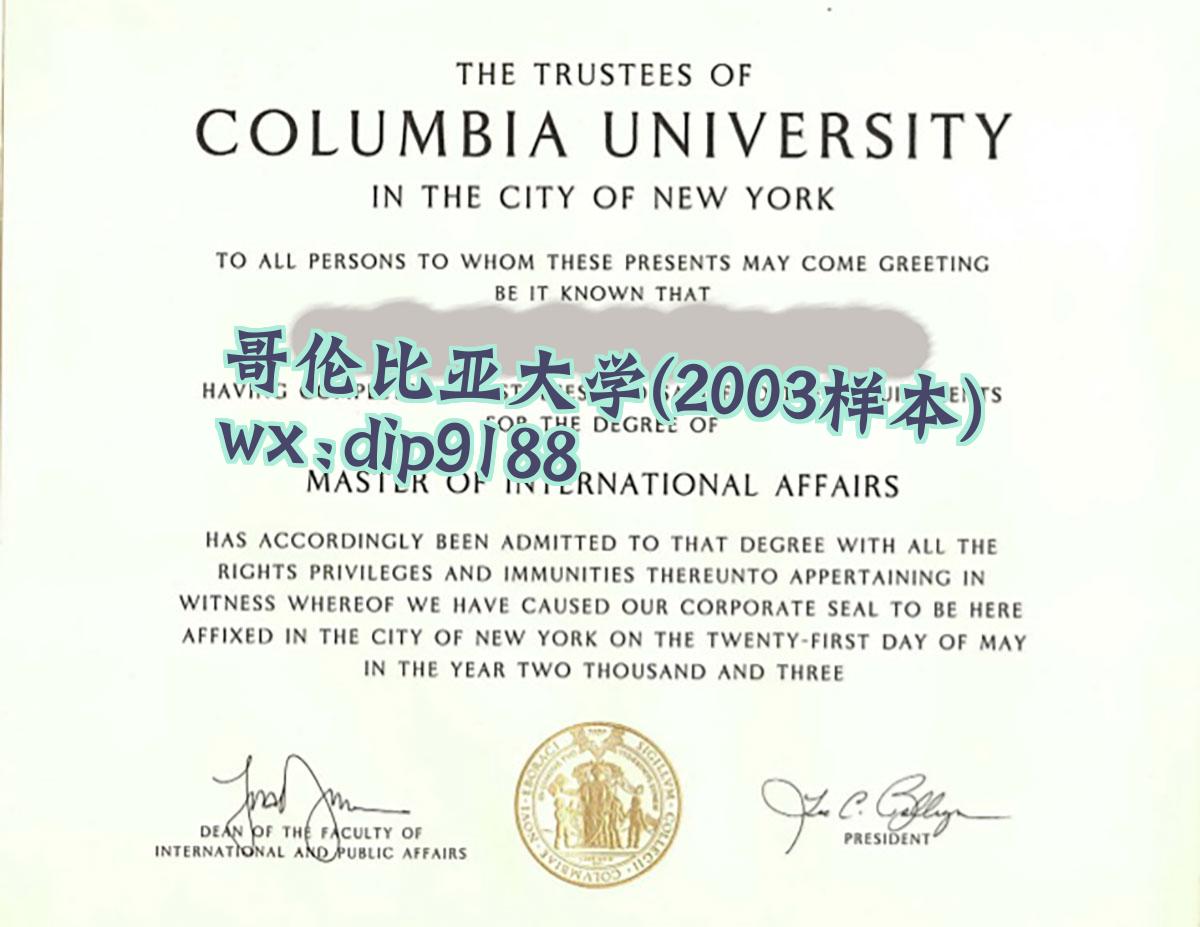 哥伦比亚大学学历2003毕业证样本图
