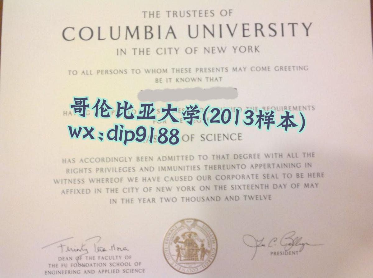 哥伦比亚大学学历2013毕业证样本图