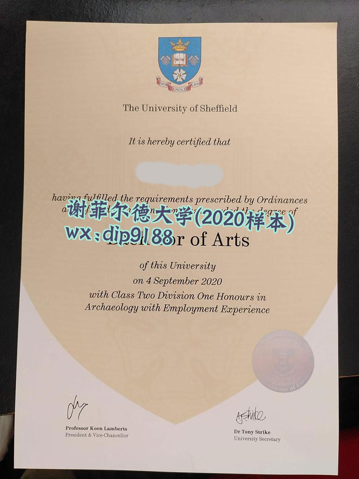谢菲尔德大学学历2020毕业证样本图