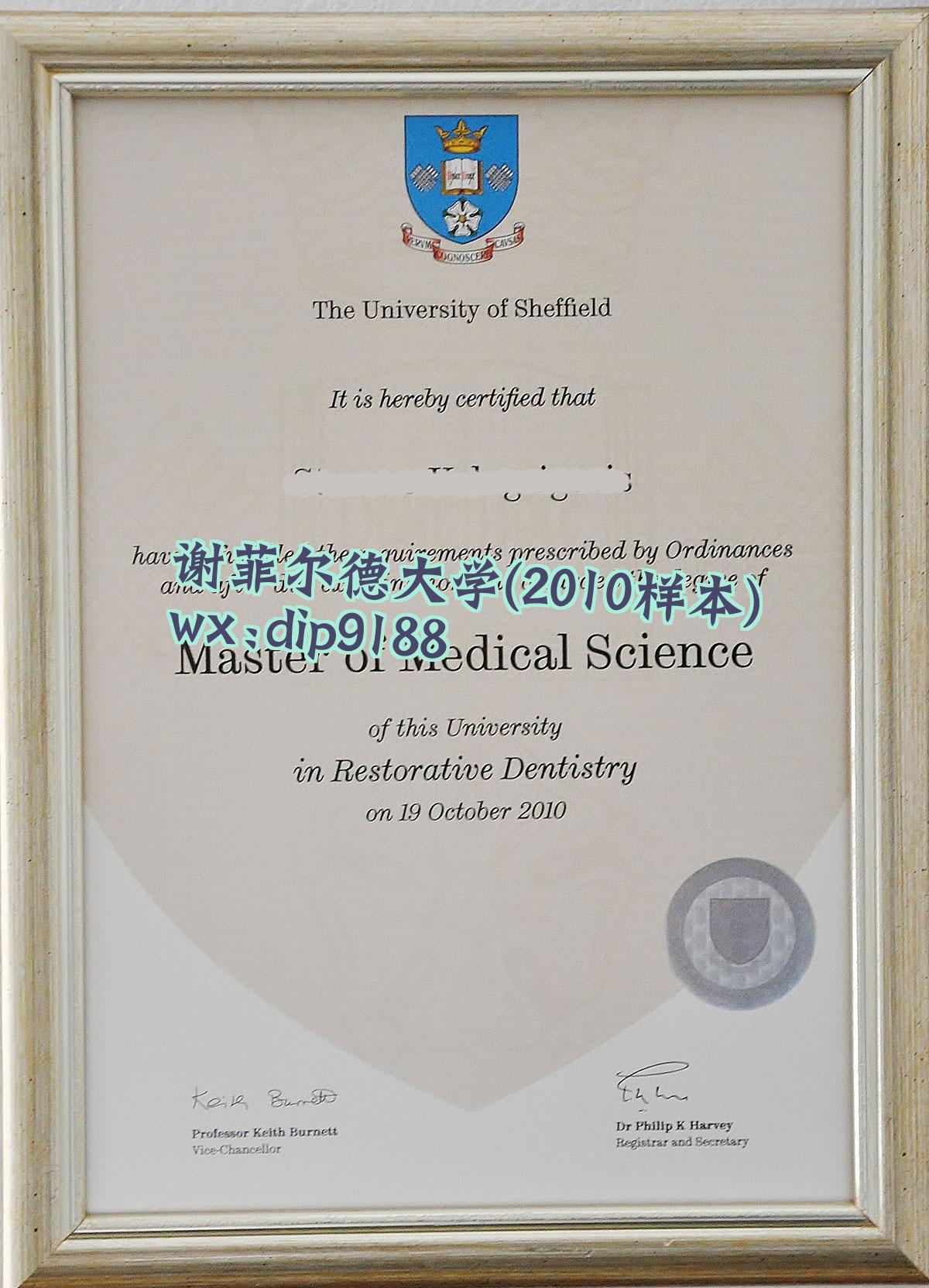 谢菲尔德大学学历2010毕业证样本图 谢菲尔德大学学历2010毕业证样本图片