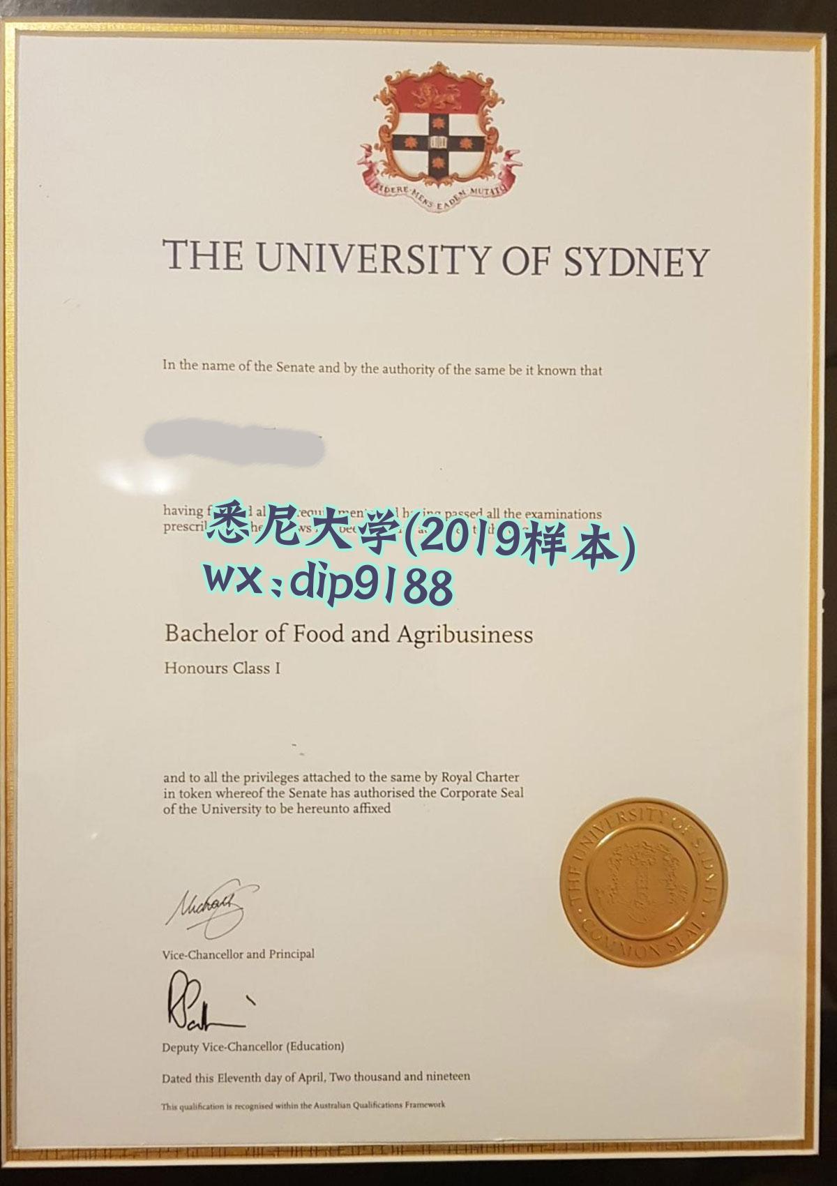 悉尼大学学历2019毕业证样本图