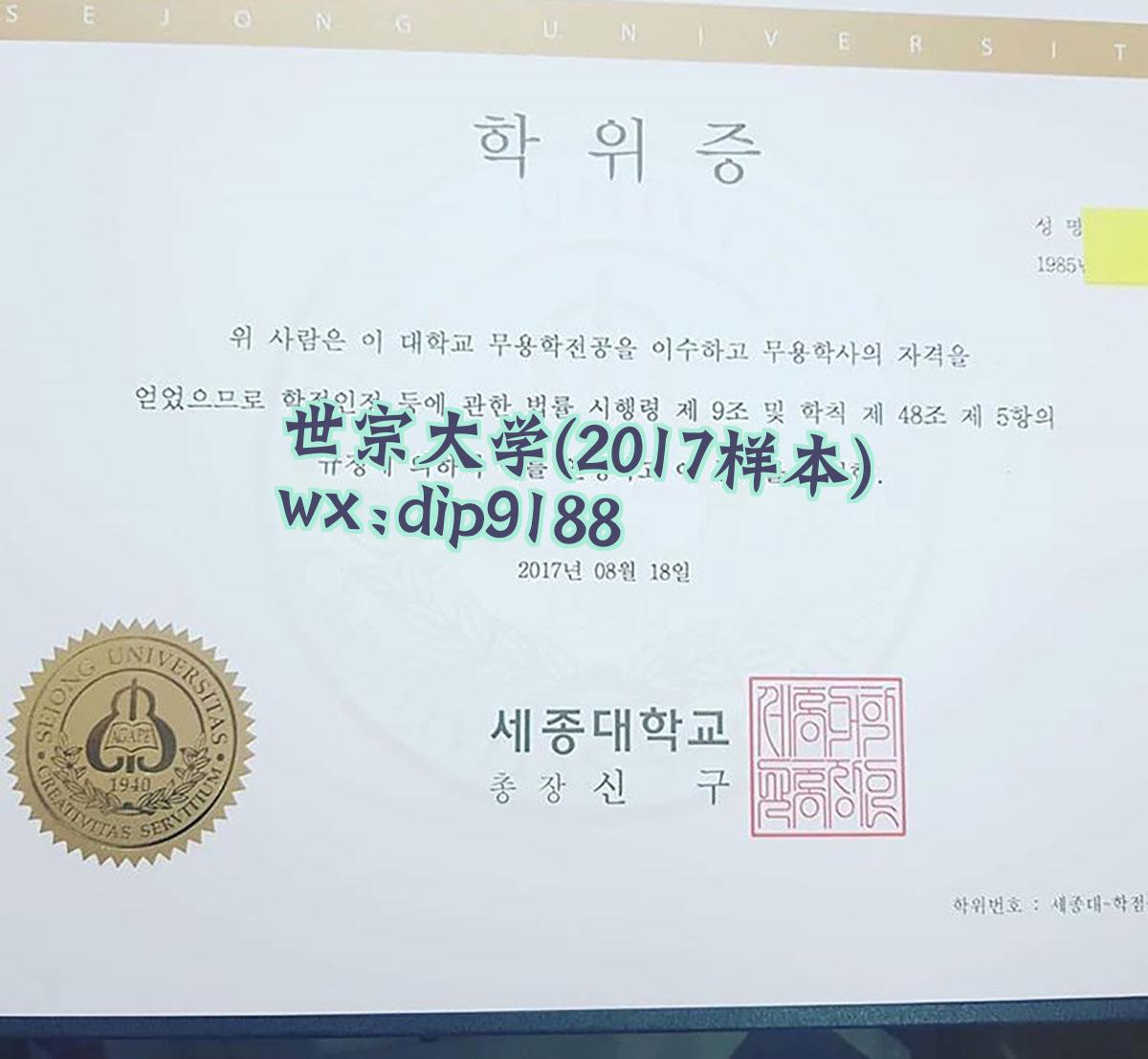 世宗大学学历2017毕业证样本图