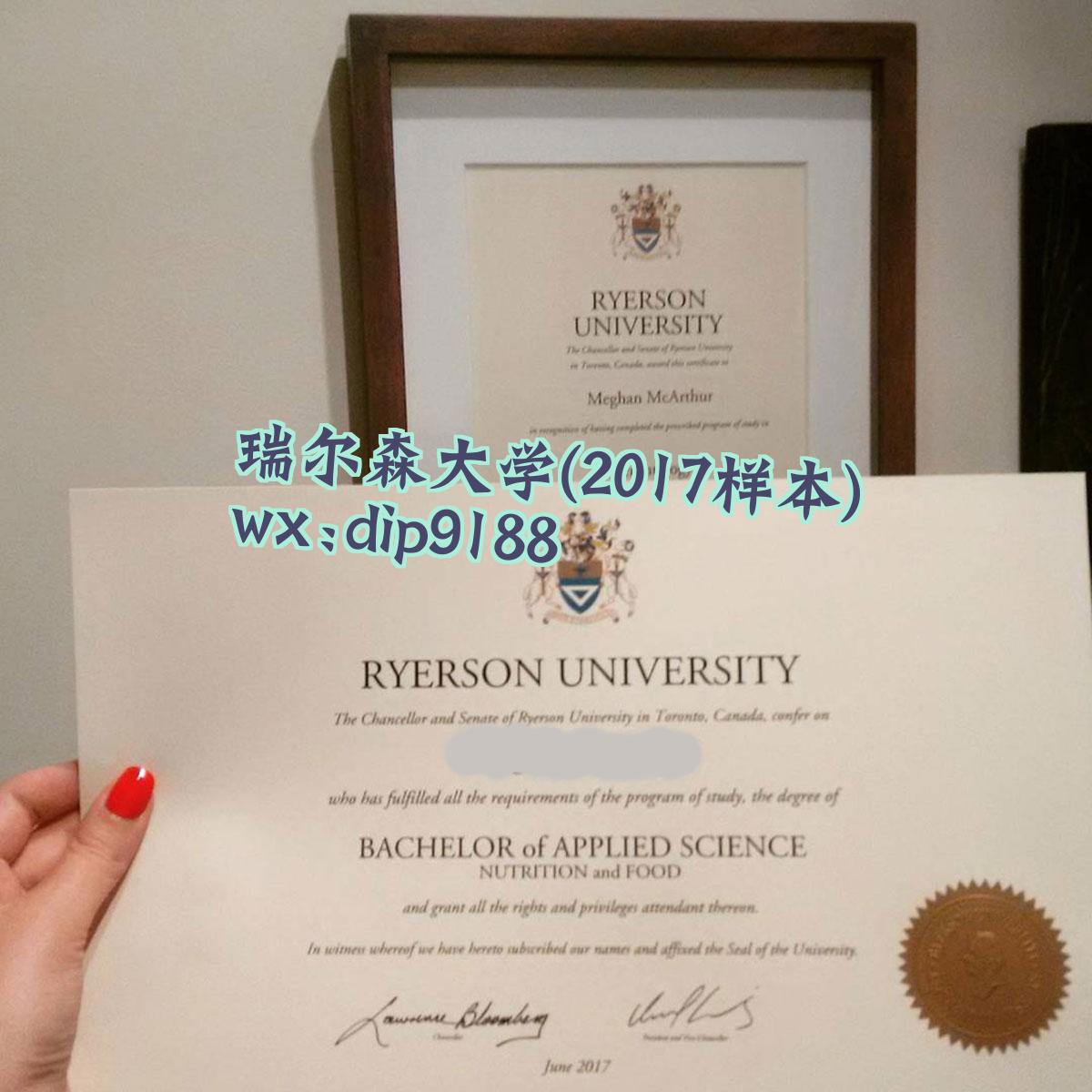 瑞尔森大学学历2017毕业证样本图