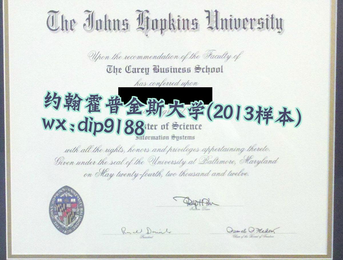 约翰霍普金斯大学学历2013毕业证样本图