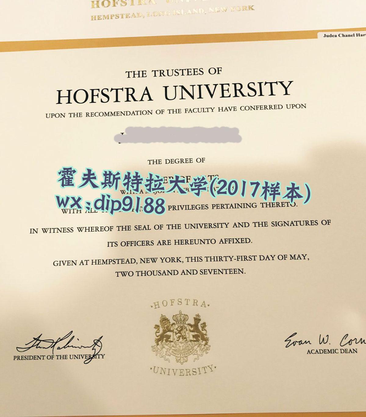 霍夫斯特拉大学学历2017毕业证样本图