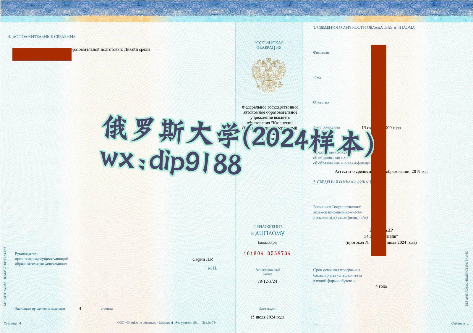 俄罗斯大学学历2024毕业证样本图片