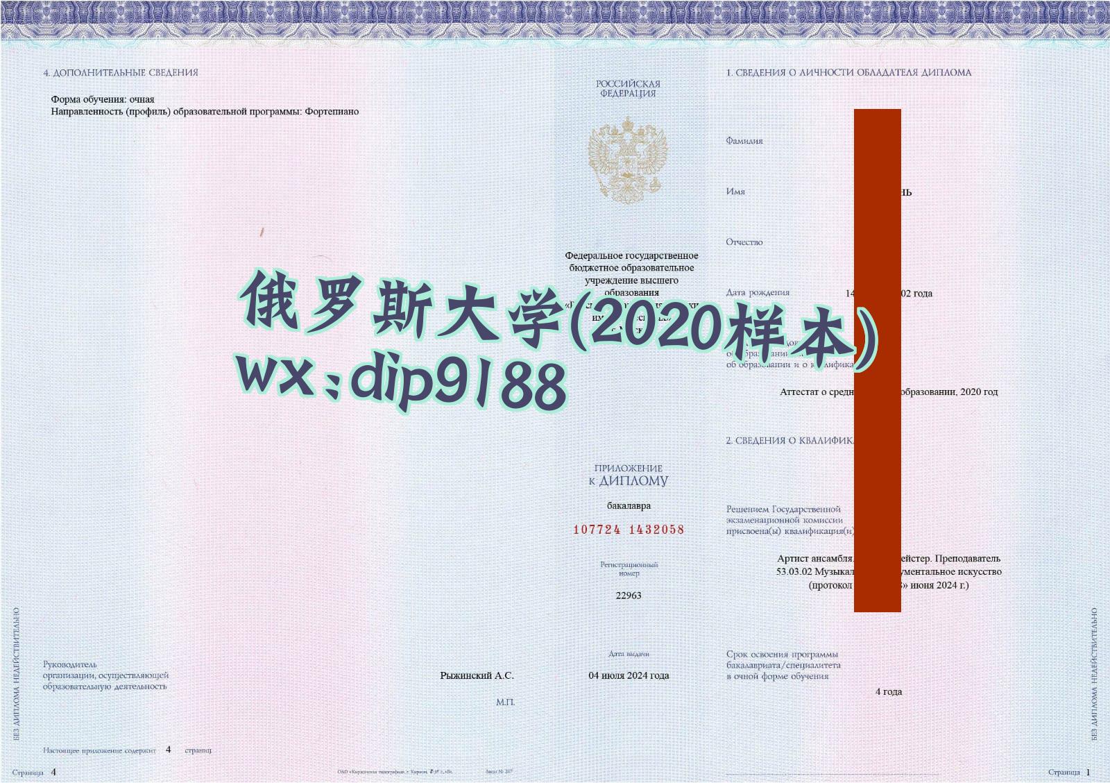 俄罗斯大学学历2020毕业证样本图片