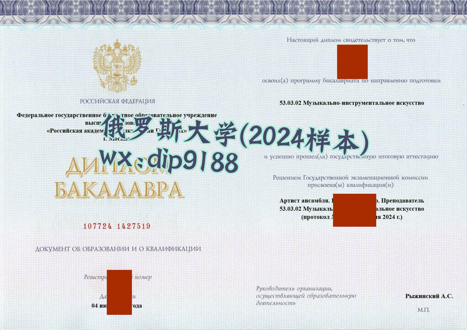 俄罗斯大学学历2024毕业证样本图