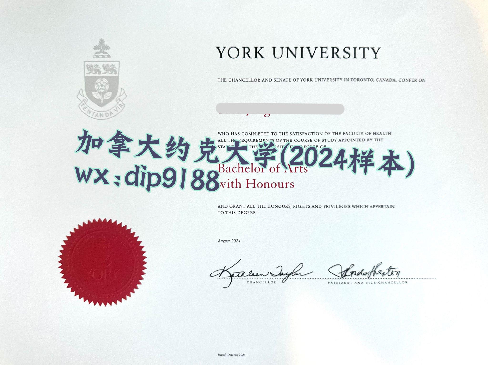 加拿大约克大学学历2024毕业证样本图
