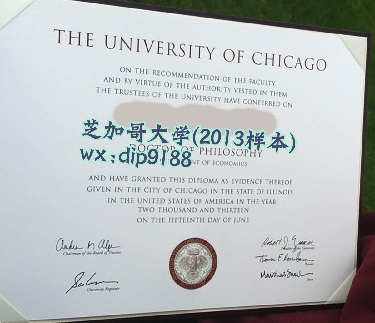 芝加哥大学学历2013毕业证样本图