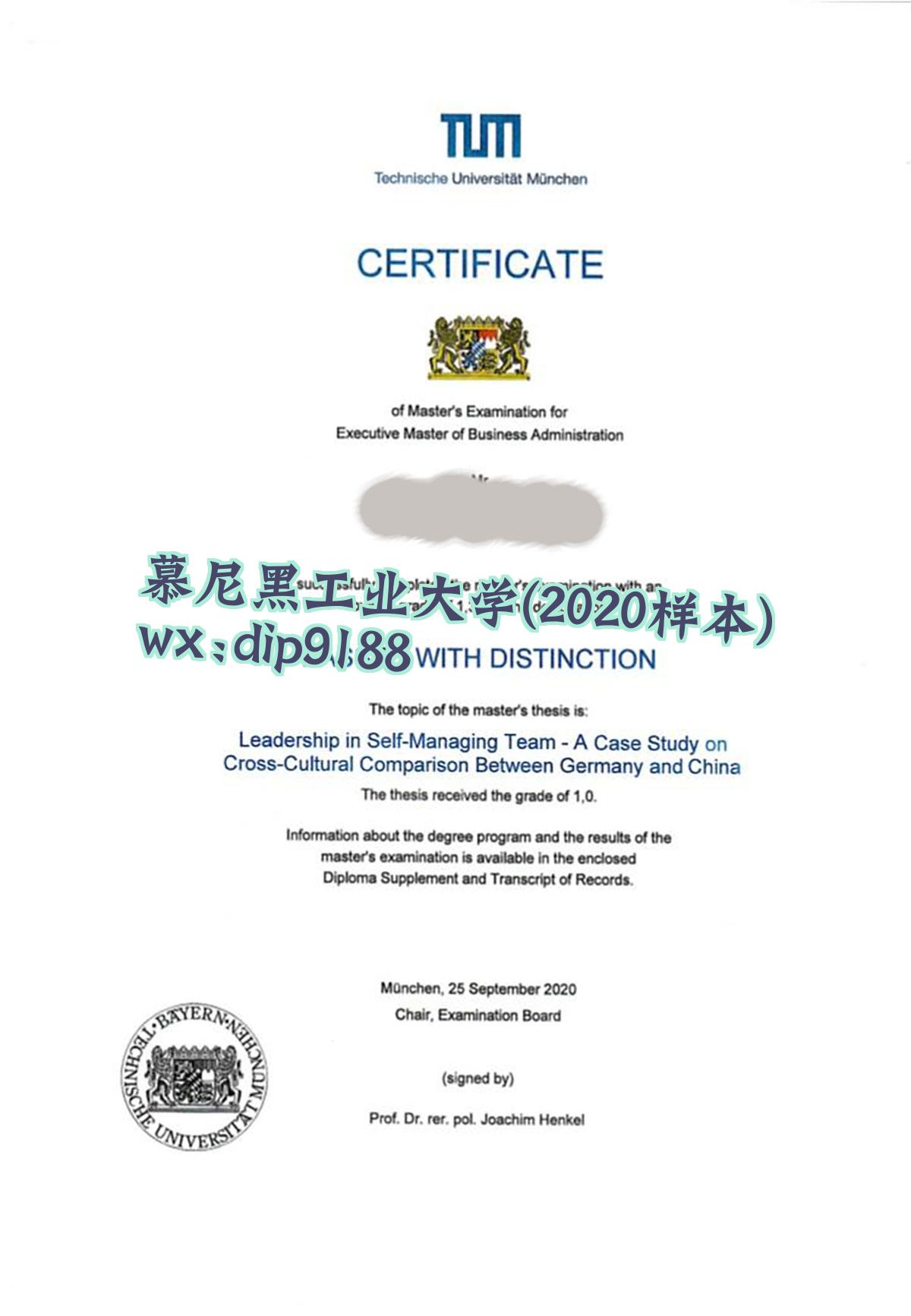 慕尼黑工业大学学历2020毕业证样本图