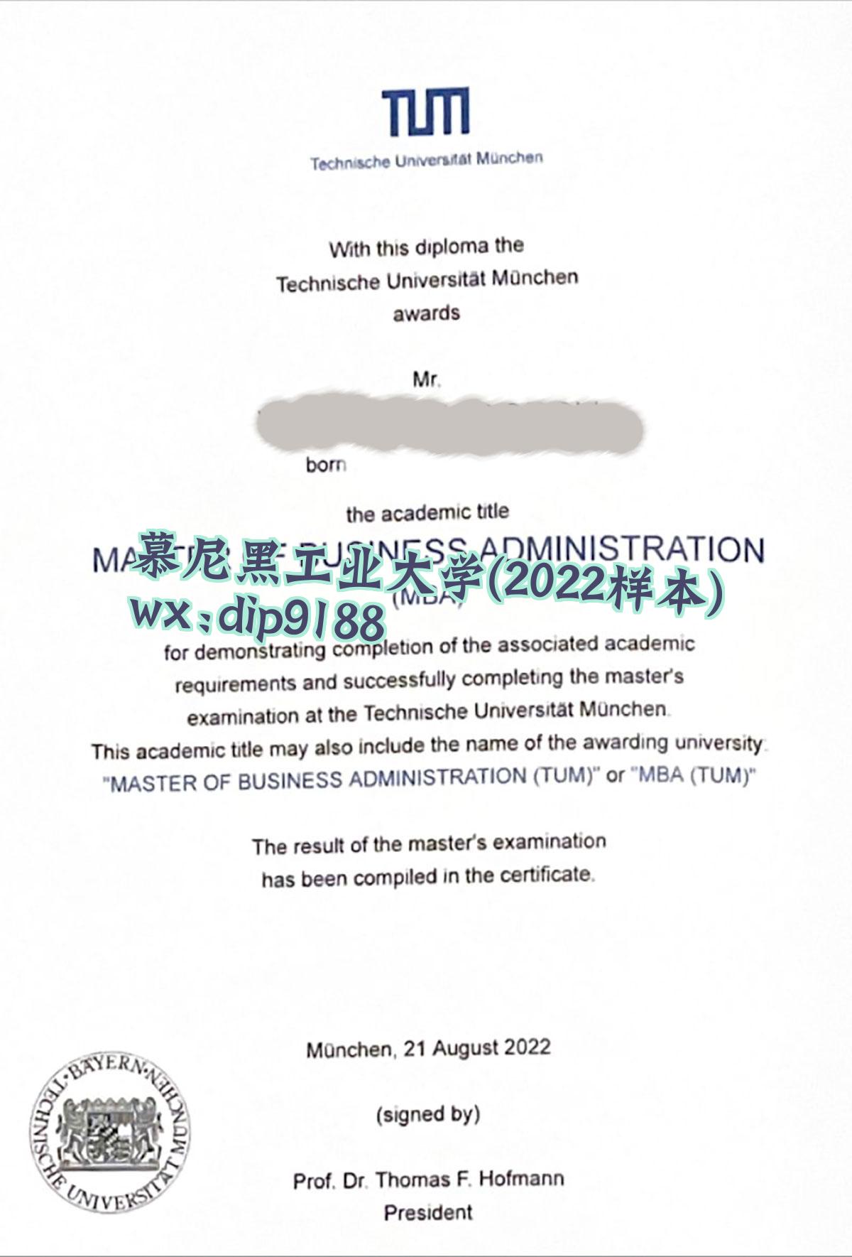 慕尼黑工业大学学历2022毕业证样本图