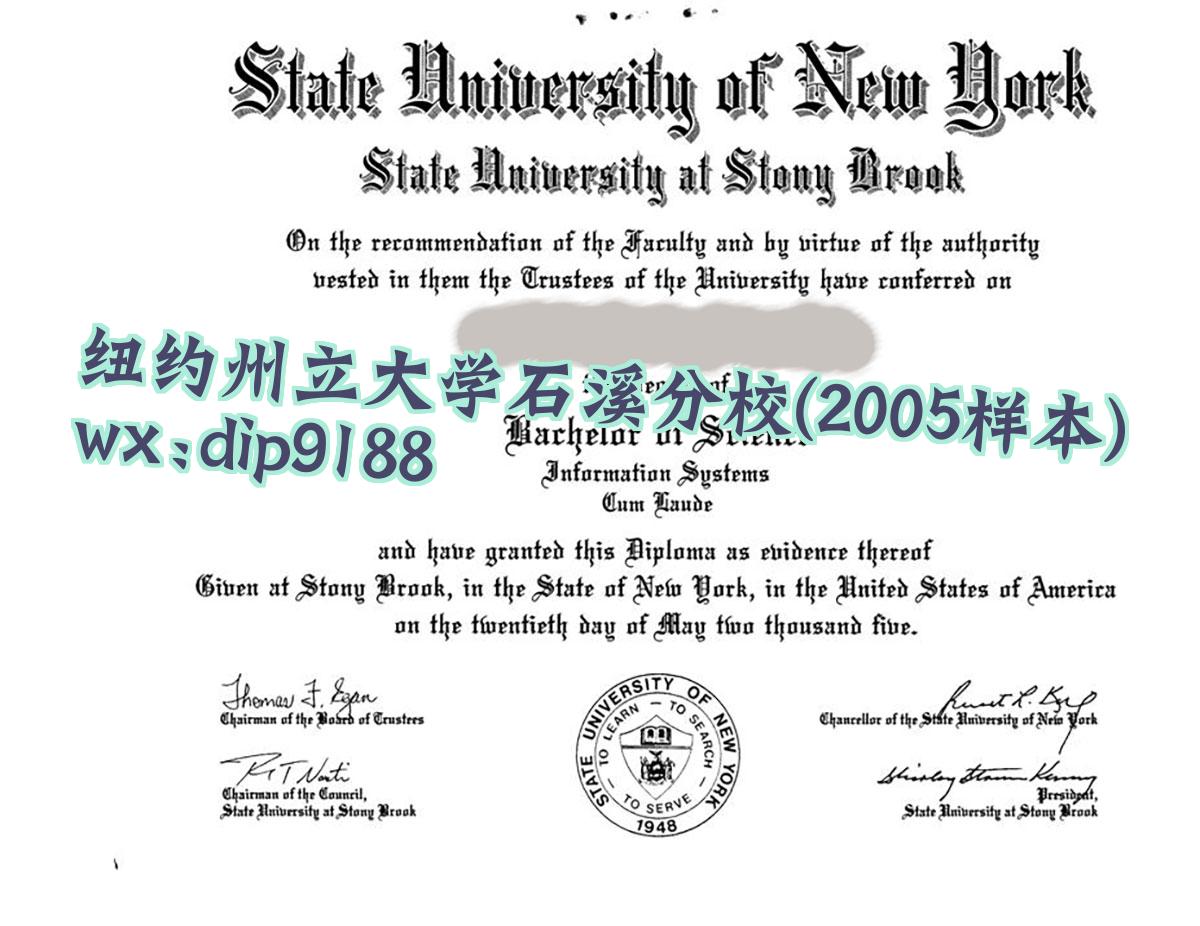 纽约州立大学石溪分校学历2005毕业证样本图