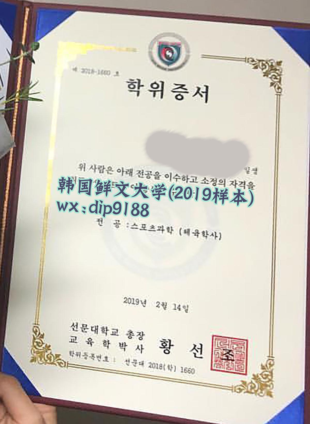 韩国鲜文大学学历2019毕业证样本图