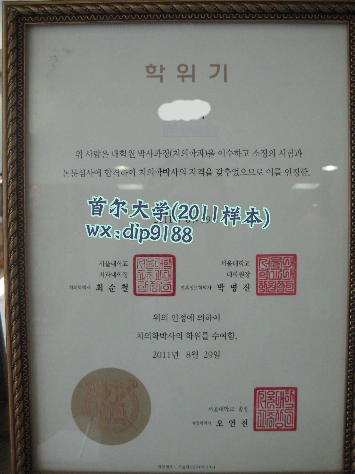 首尔大学学历2011毕业证样本图
