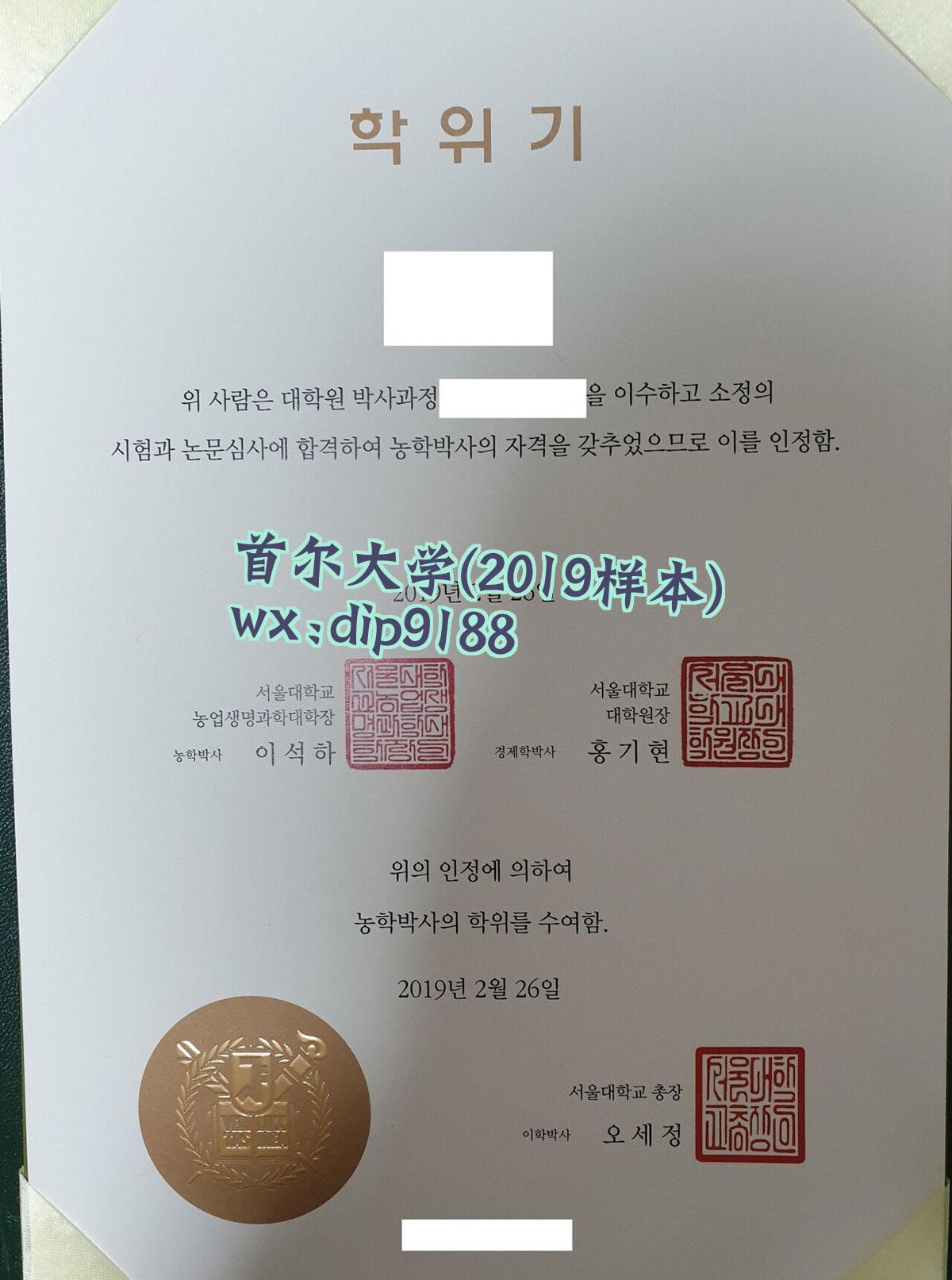 首尔大学学历2019毕业证样本图