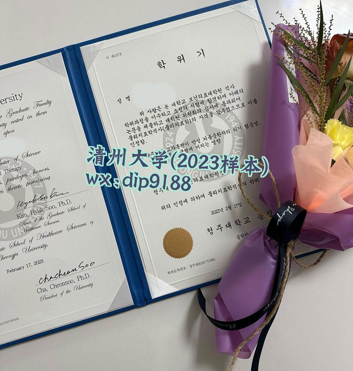 清州大学学历2023毕业证样本图