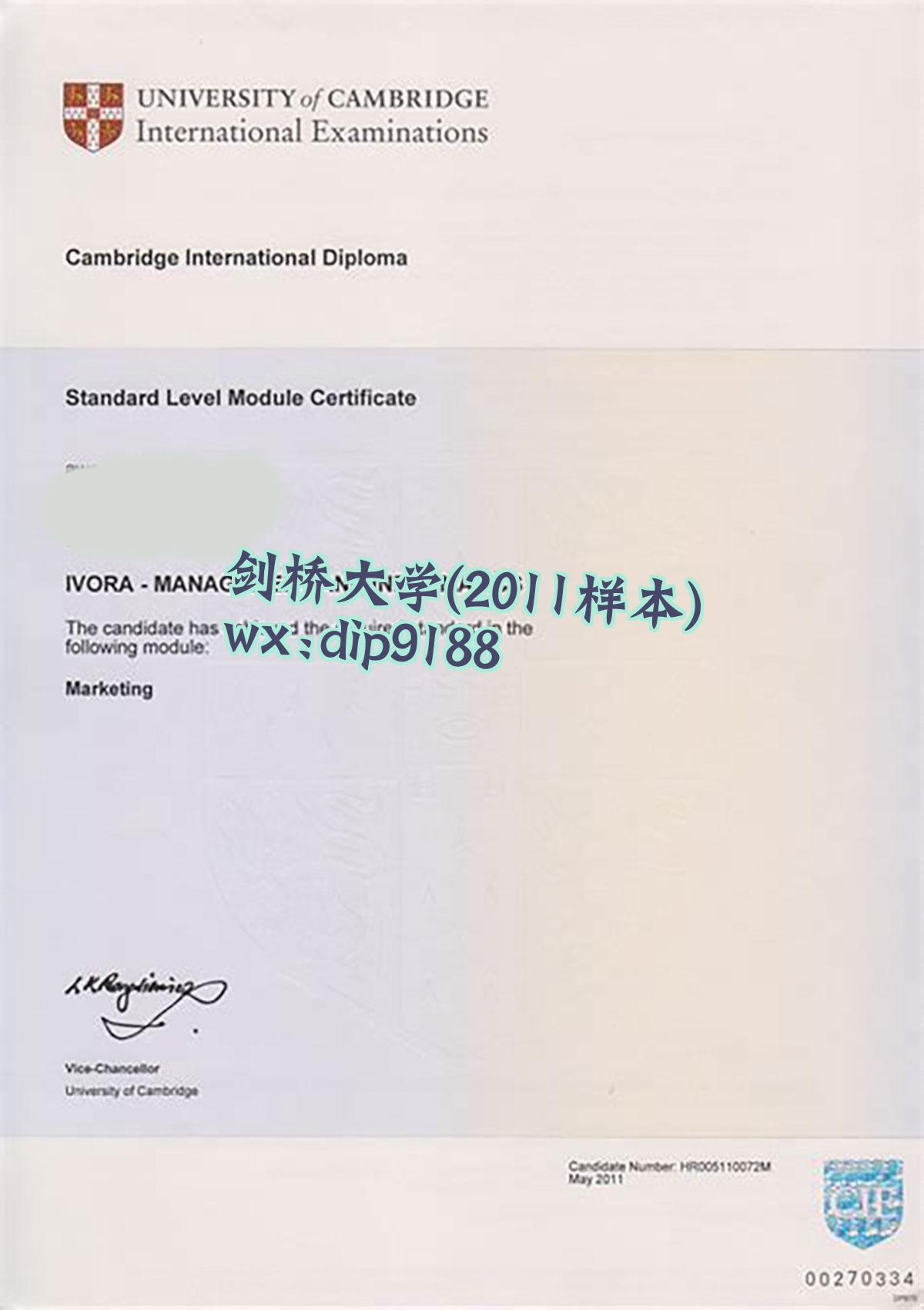 剑桥大学学历2011毕业证样本图