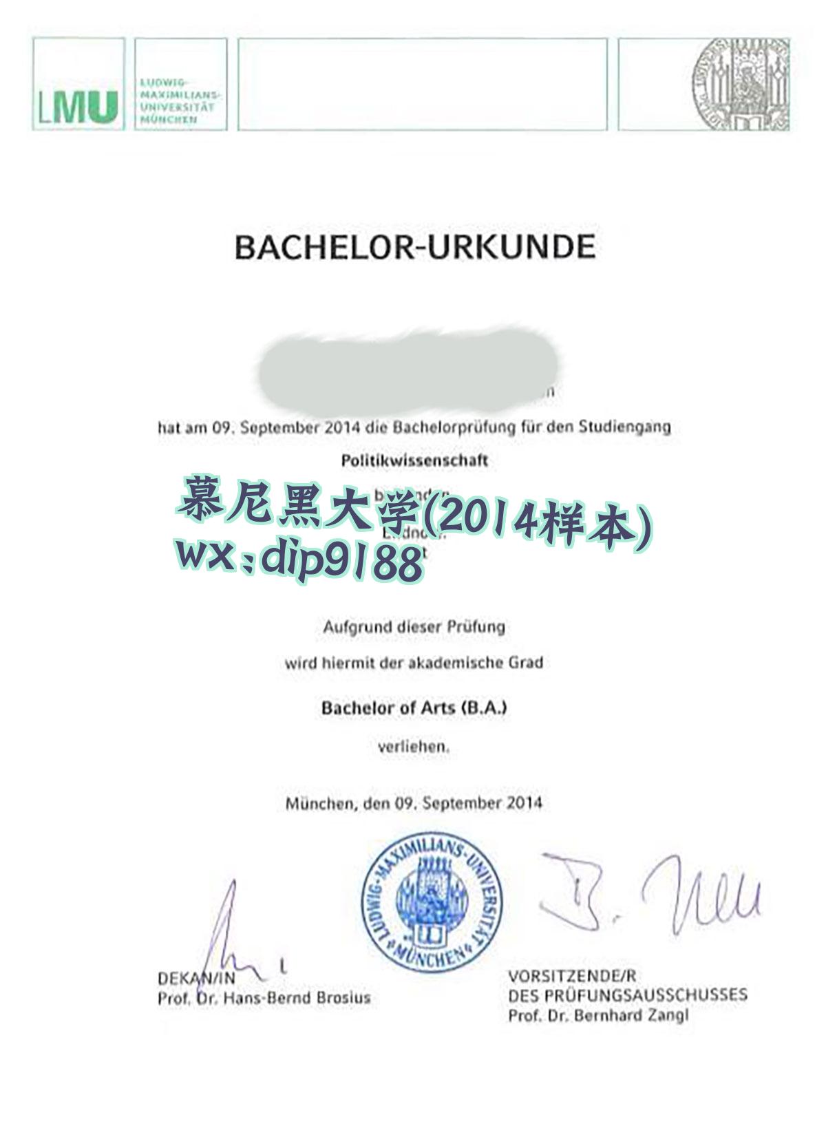 慕尼黑大学学历2014毕业证样本图