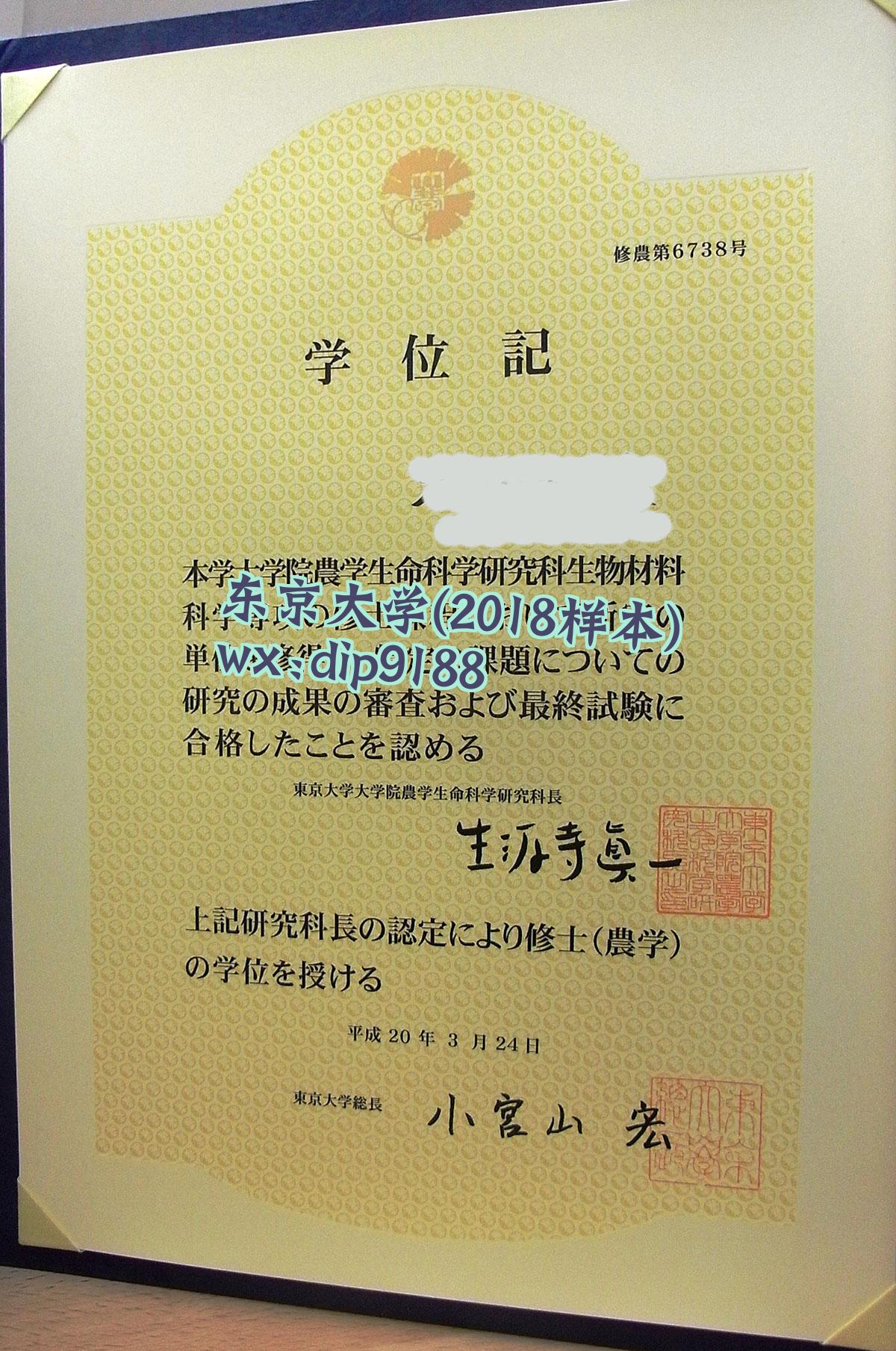 东京大学学历2018毕业证样本图