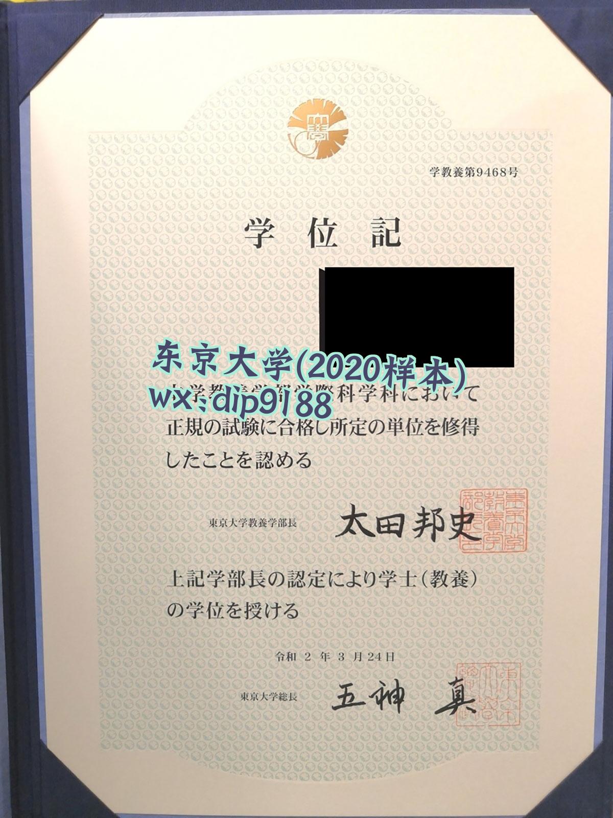 东京大学学历2020毕业证样本图
