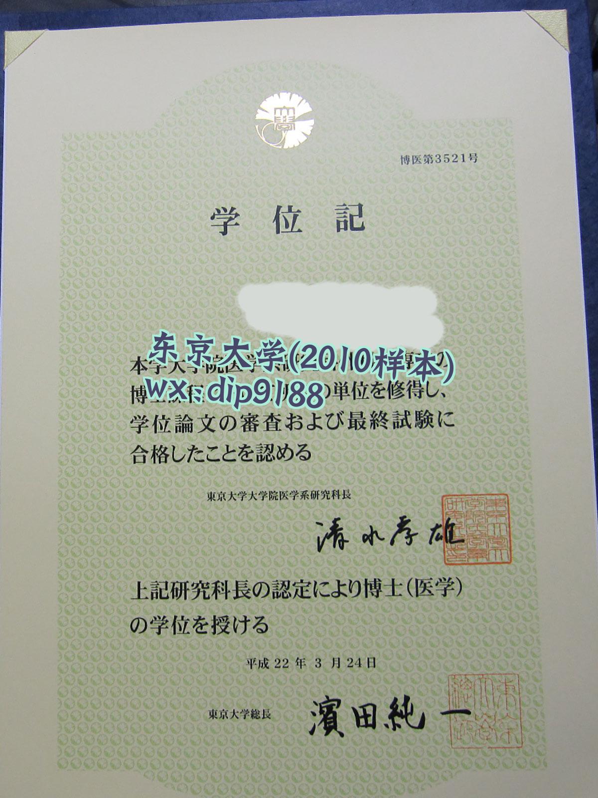 东京大学学历2010毕业证样本图