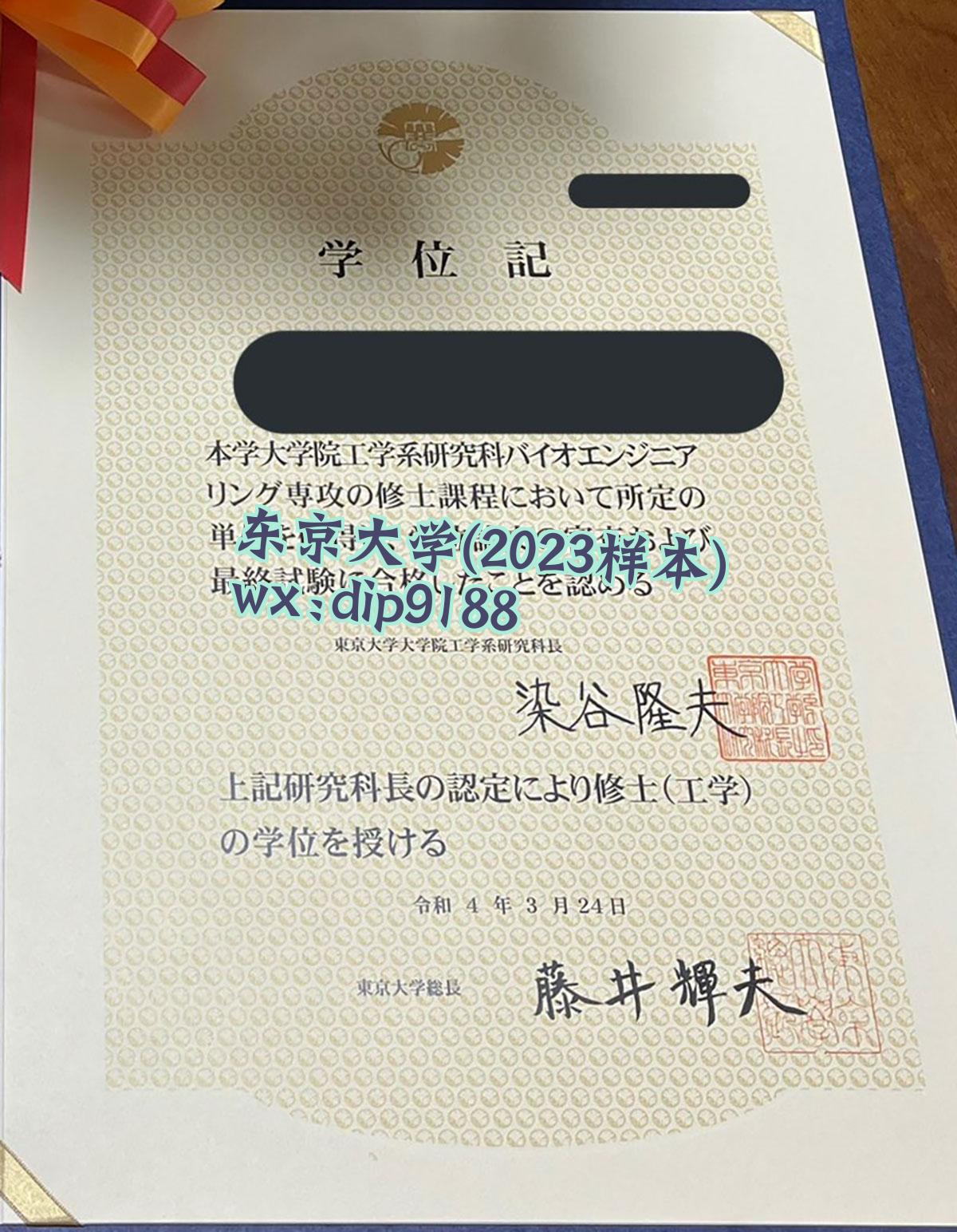 东京大学学历2023毕业证样本图