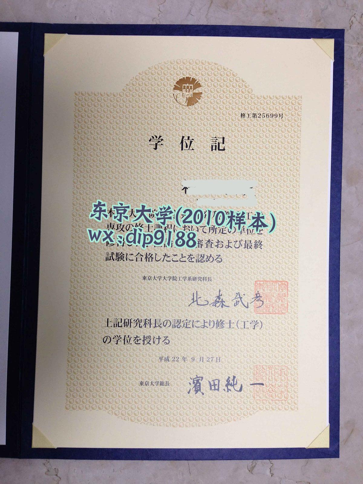 东京大学学历2010毕业证样本图