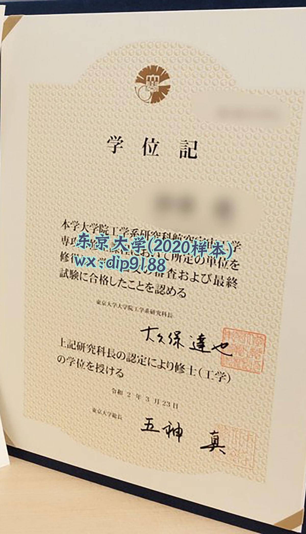 东京大学学历2020毕业证样本图