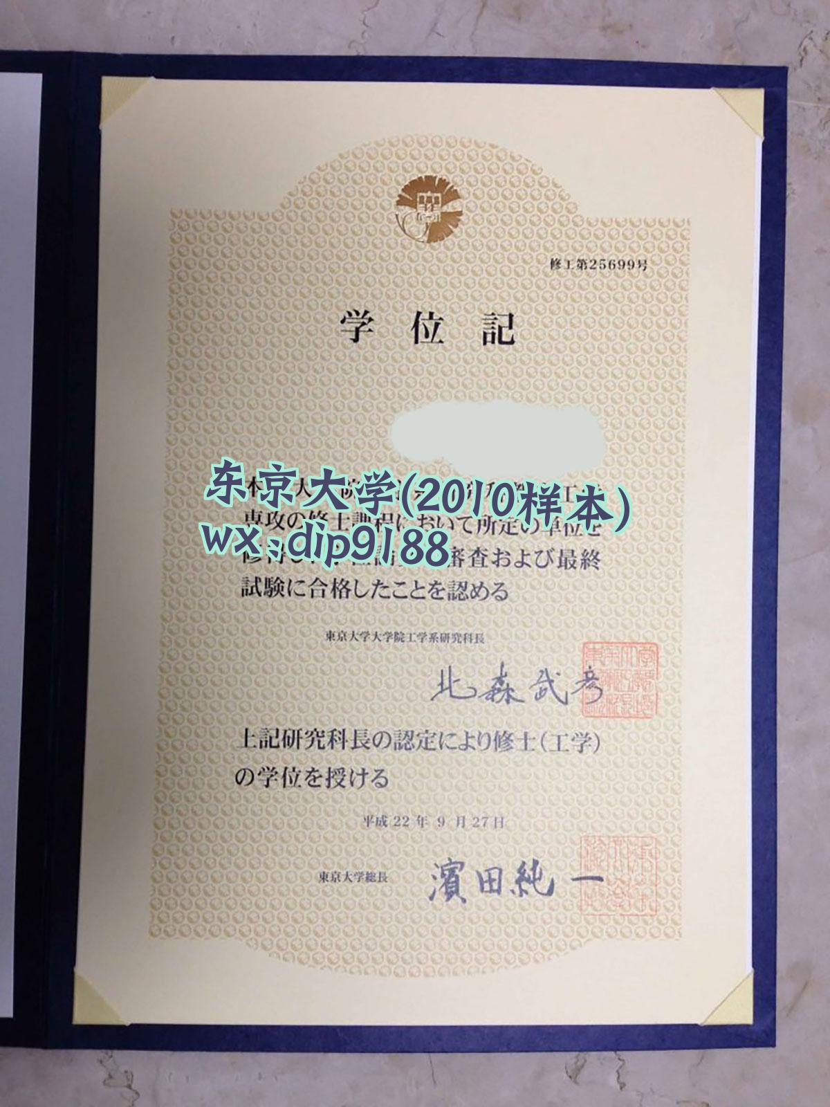 东京大学学历2010毕业证样本图